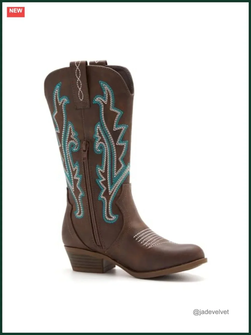 Girls Western Boots Embroidered Cowgirl Mid Calf Riding Boots